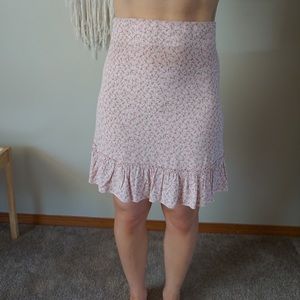 Pink Mini Skirt. Floral Pattern. Small. Brandy Melville